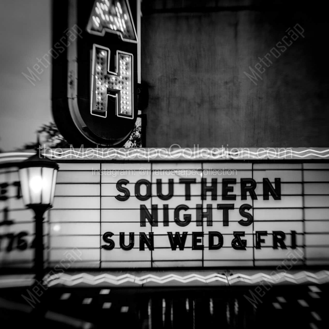 southern nights savannah theater Black & White Office Art