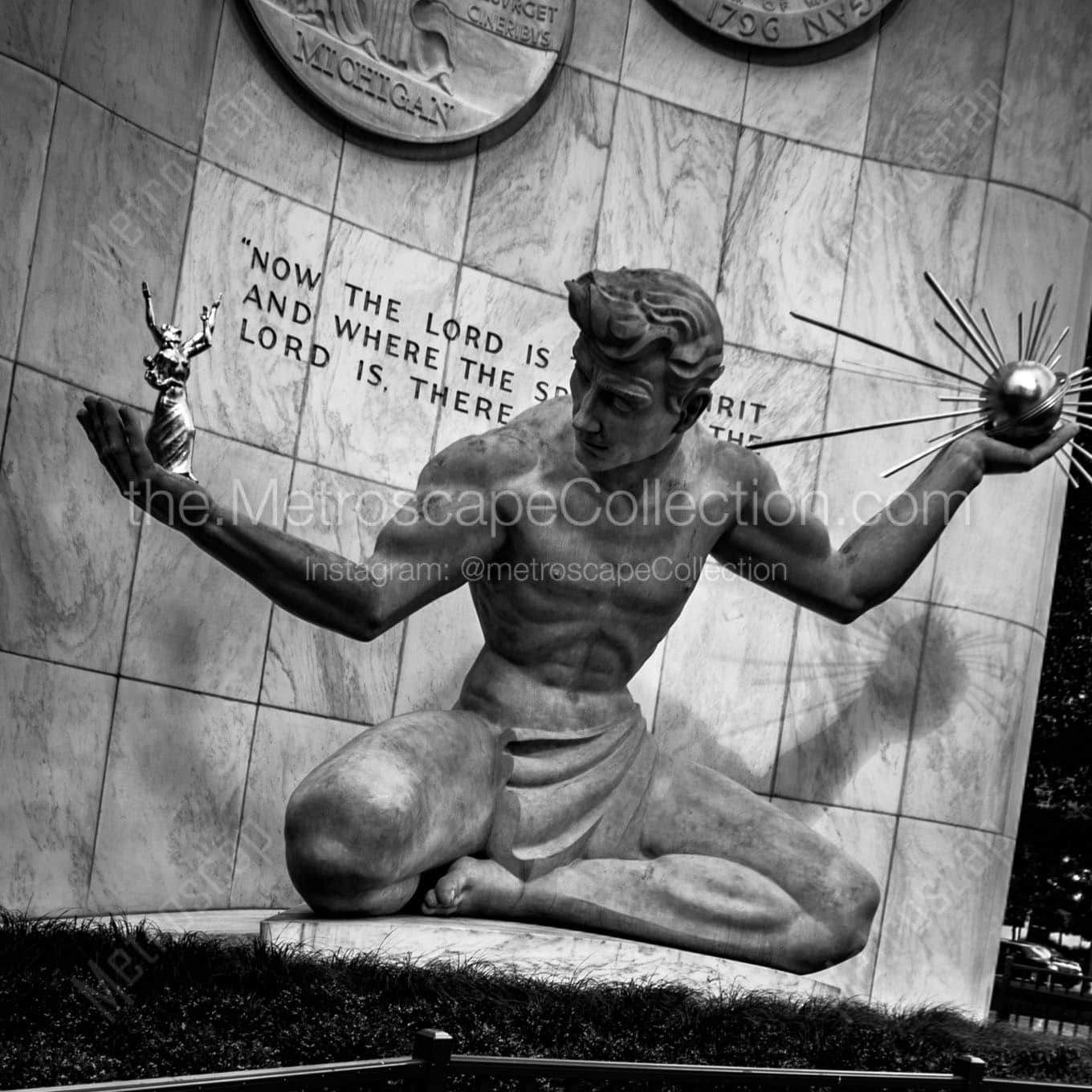 spirit of detroit monument Black & White Office Art