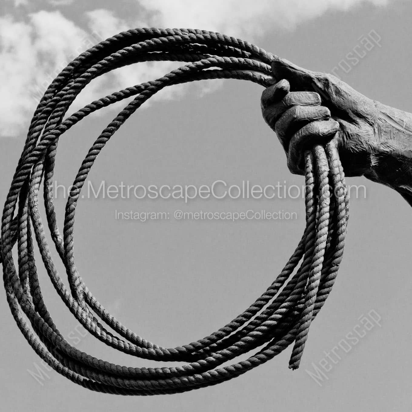spool of rope in cowboy hand Black & White Office Art