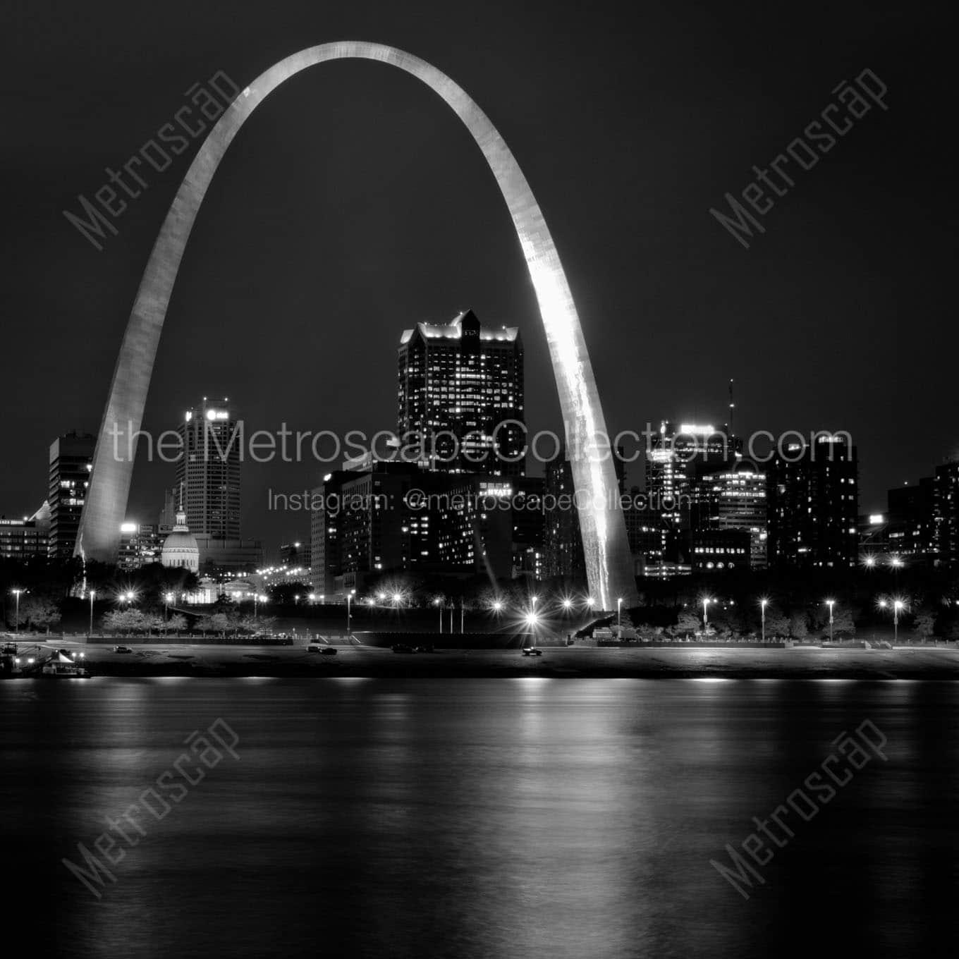 st louis arch at night Black & White Office Art