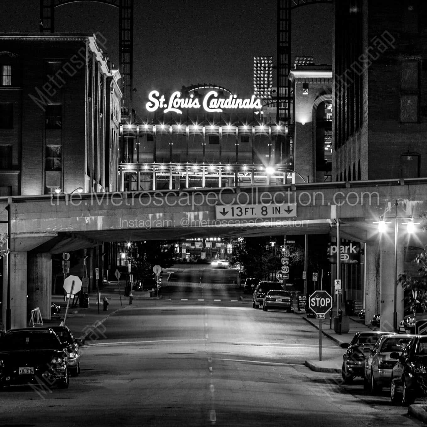 st louis cardinals busch stadium Black & White Office Art