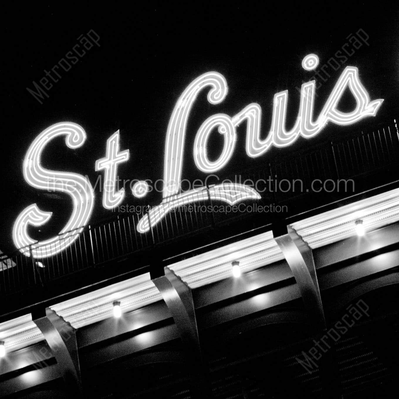 st louis in neon Black & White Office Art