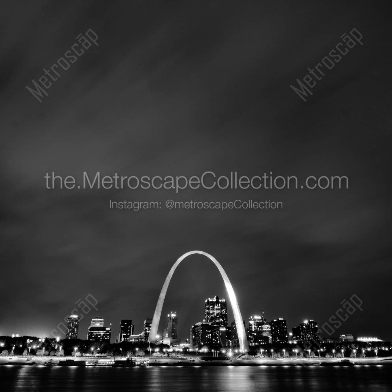 st louis skyline at night Black & White Office Art