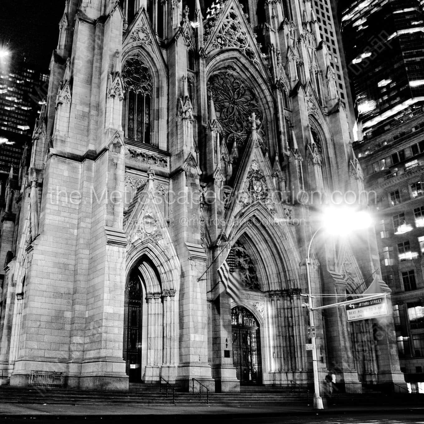 st patricks cathedral at night Black & White Office Art