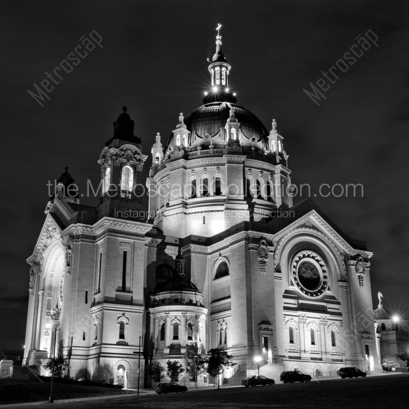 st paul cathedral at night Black & White Office Art
