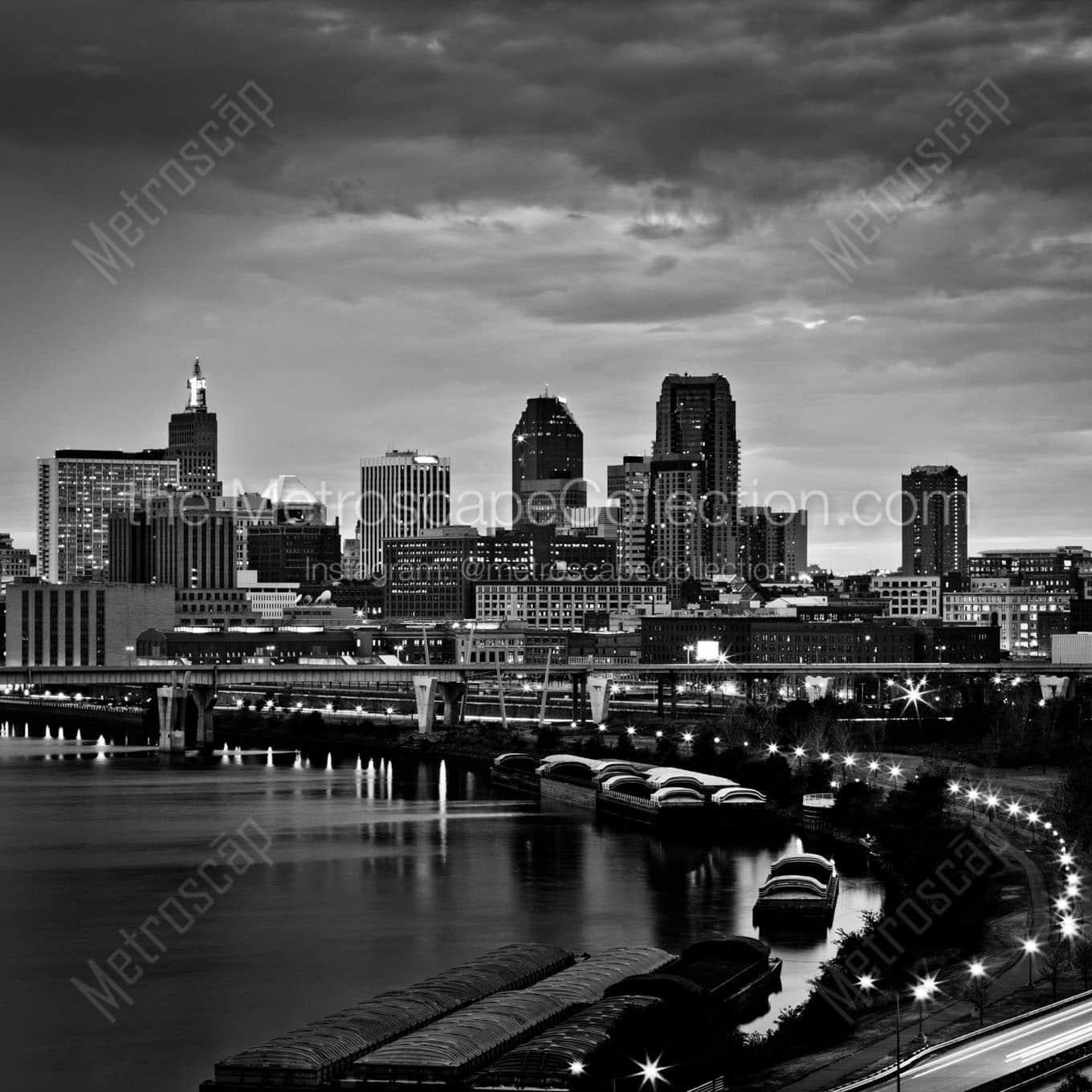 st paul skyline at dusk Black & White Office Art