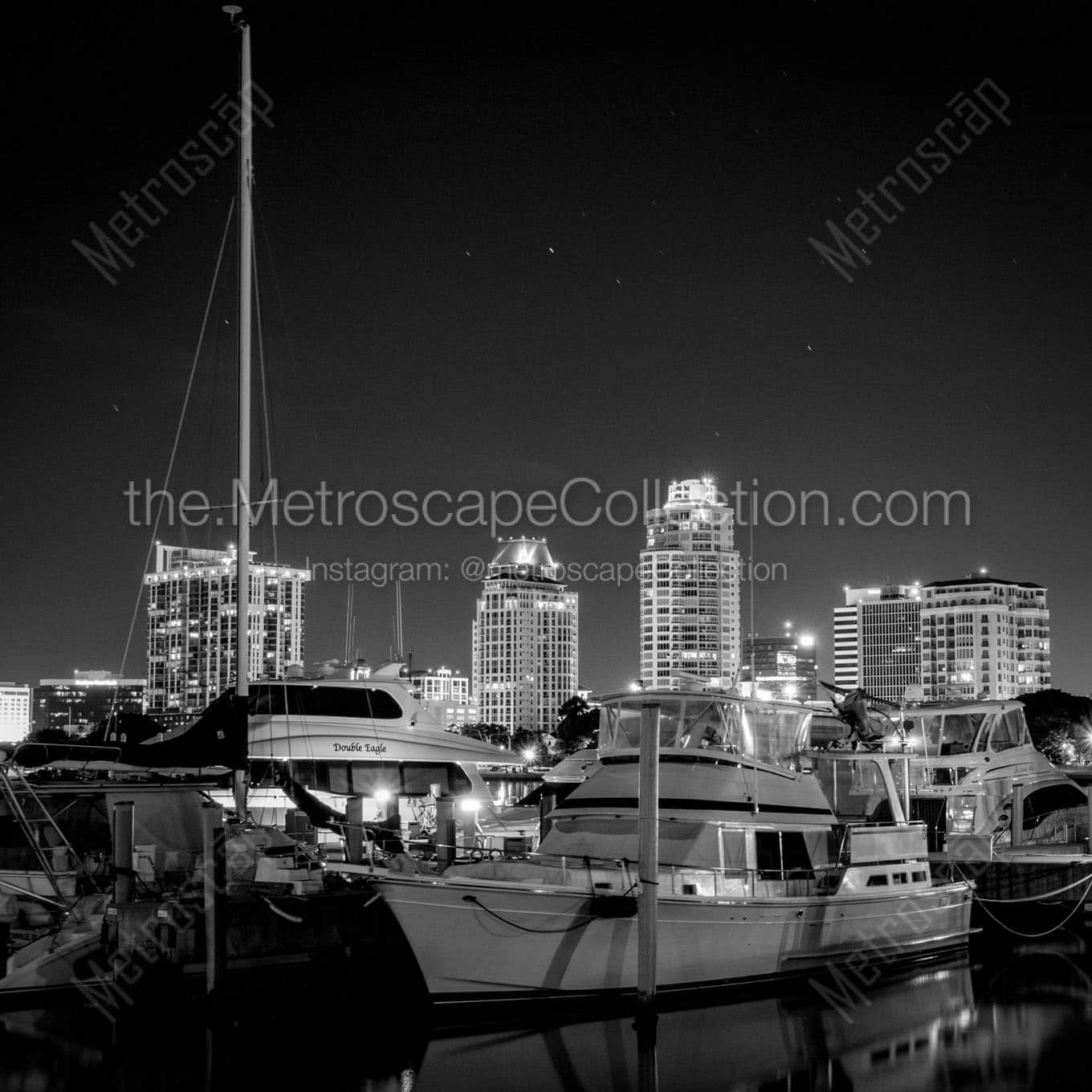 st petersburg skyline and marina Black & White Office Art