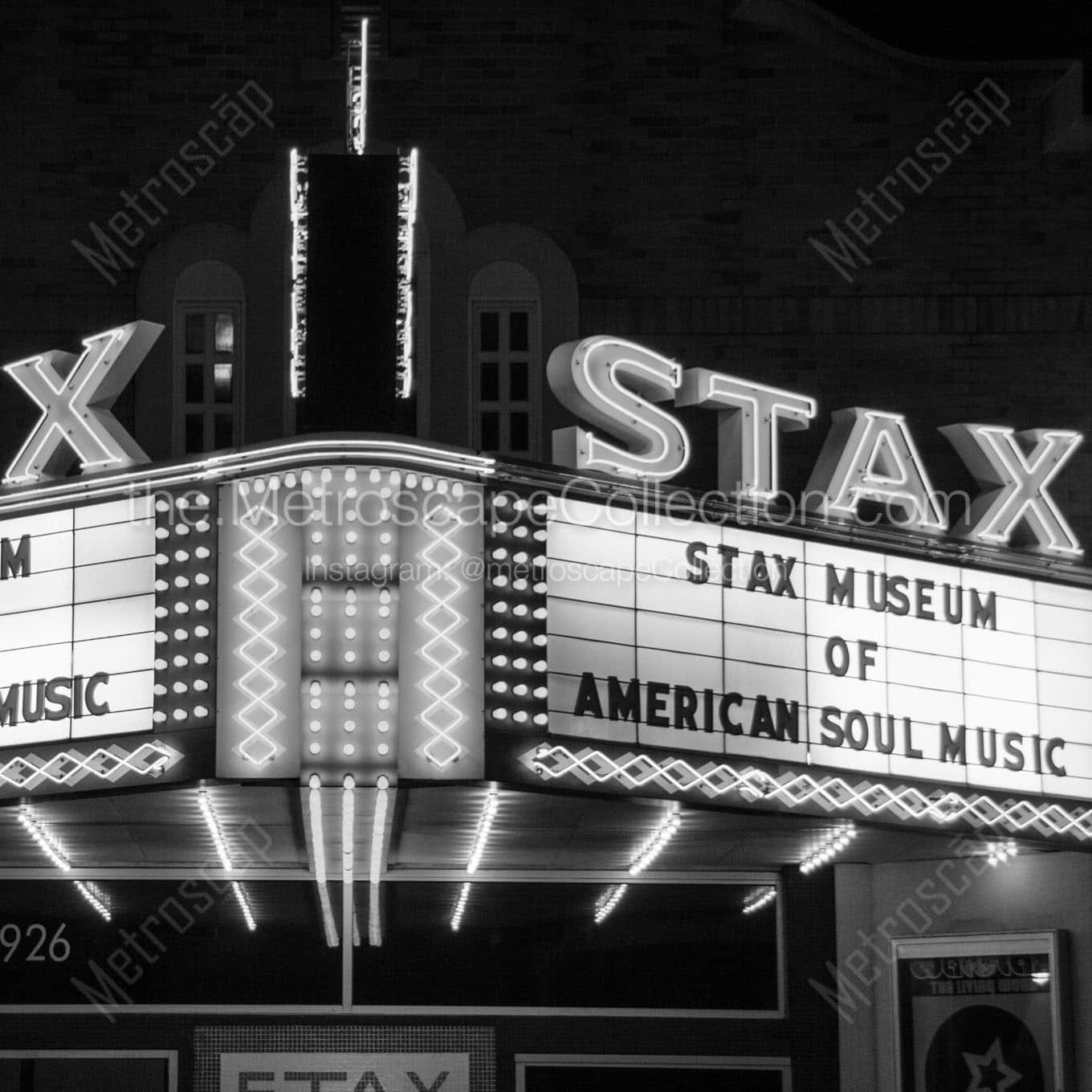 stax museum at night Black & White Office Art