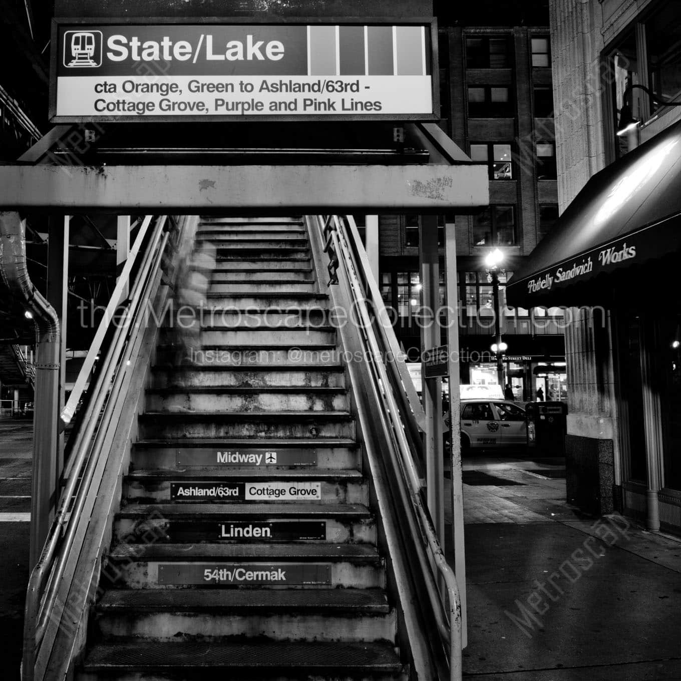 steps of state and lake l station Black & White Office Art