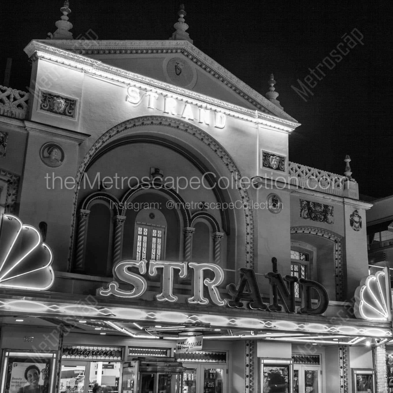 strand theater at night Black & White Office Art