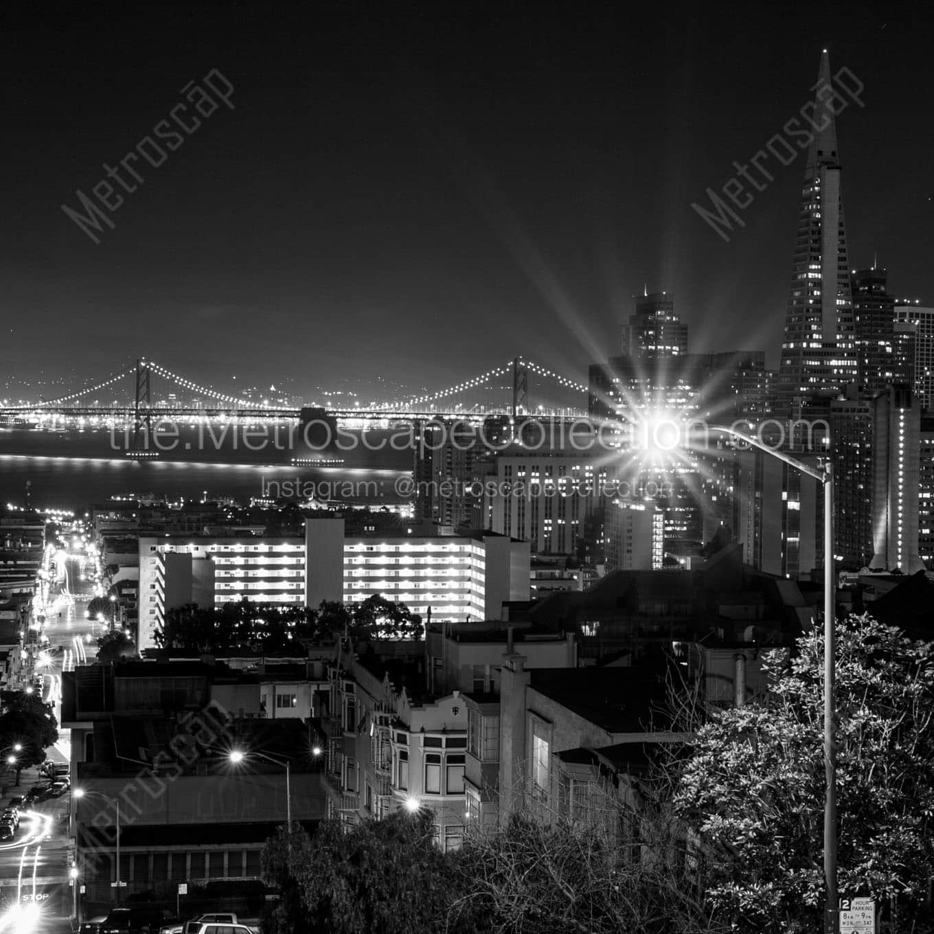 street lamp san francisco 3am Black & White Office Art