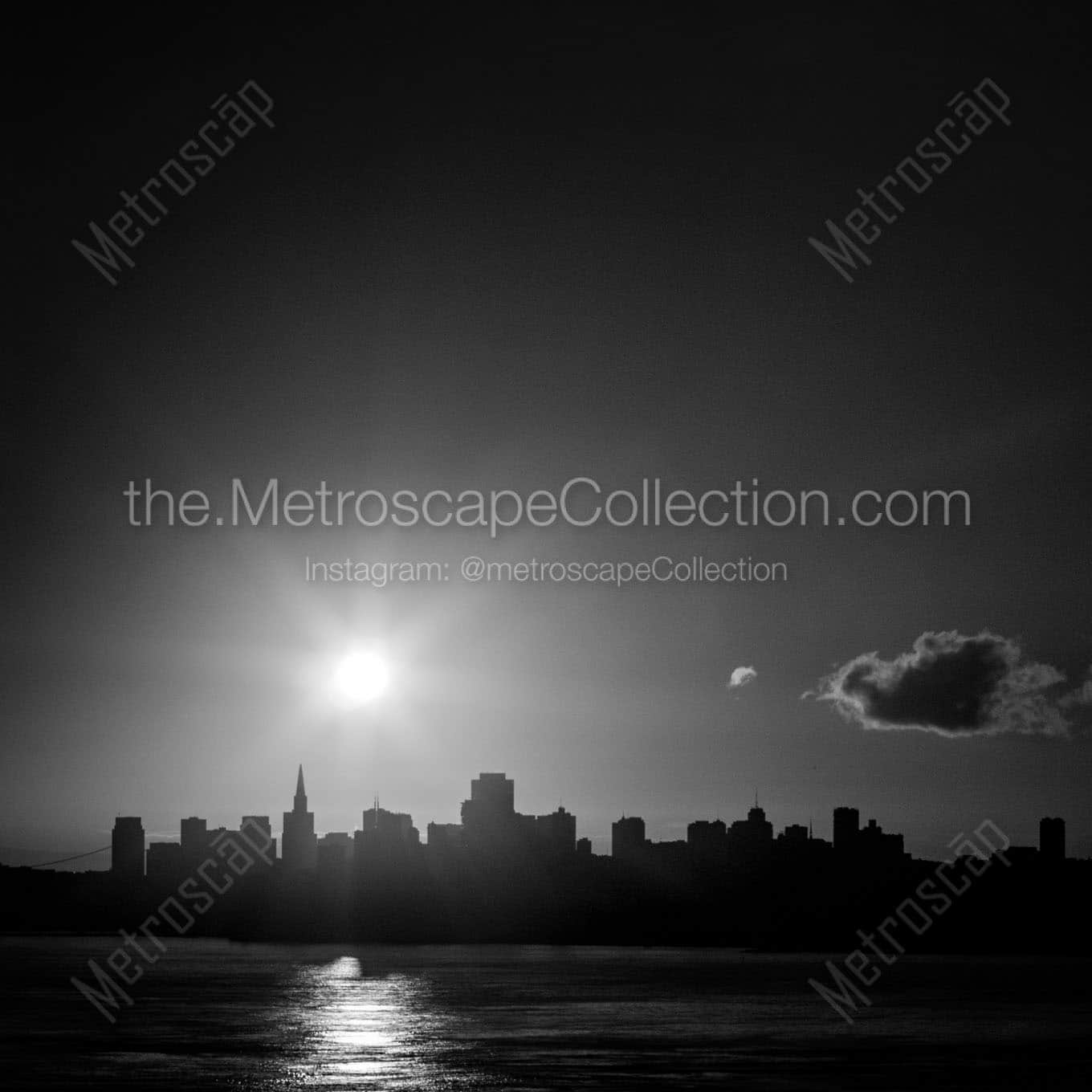 sunrise above san francisco skyline Black & White Office Art