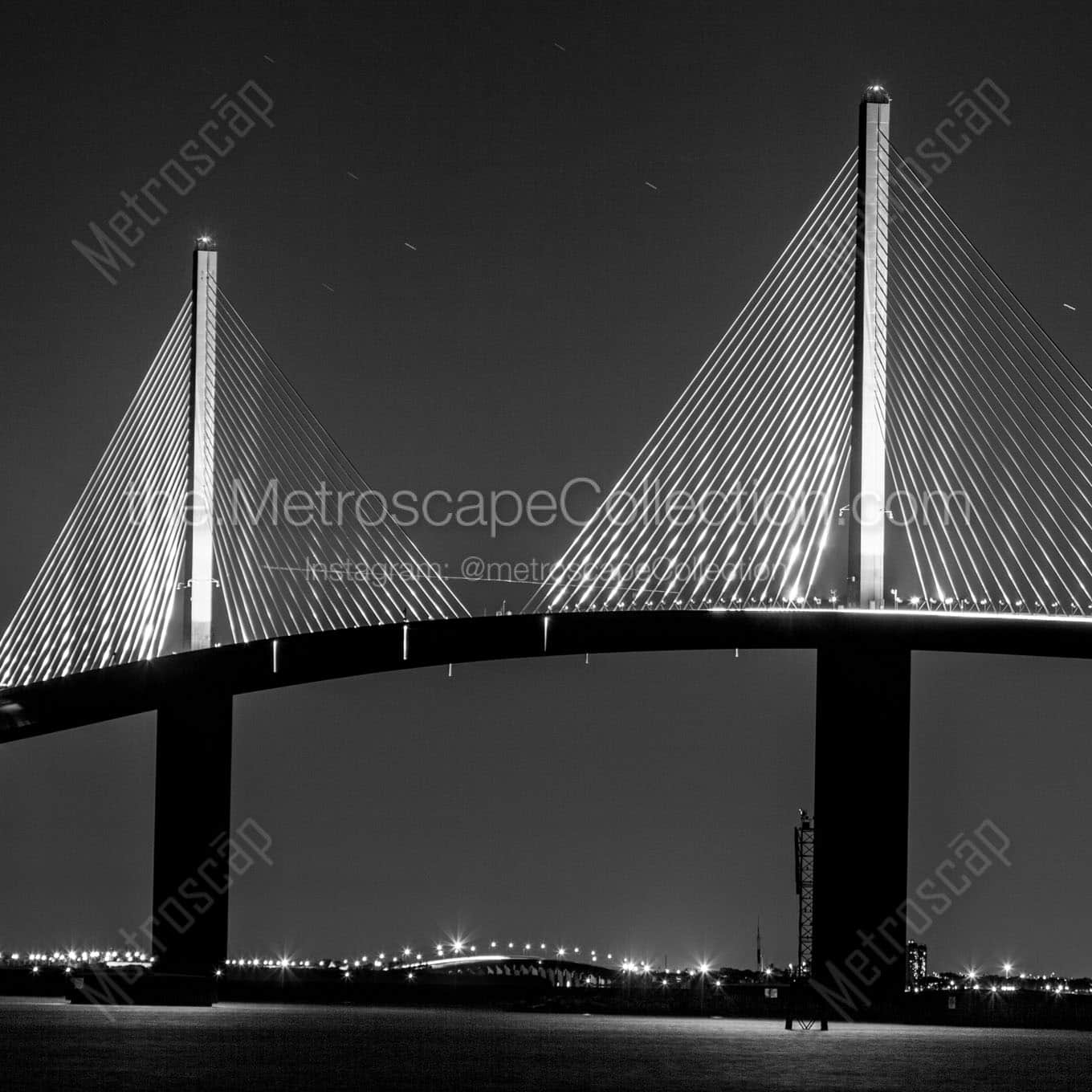 sunshine skyway bridge at night Black & White Office Art