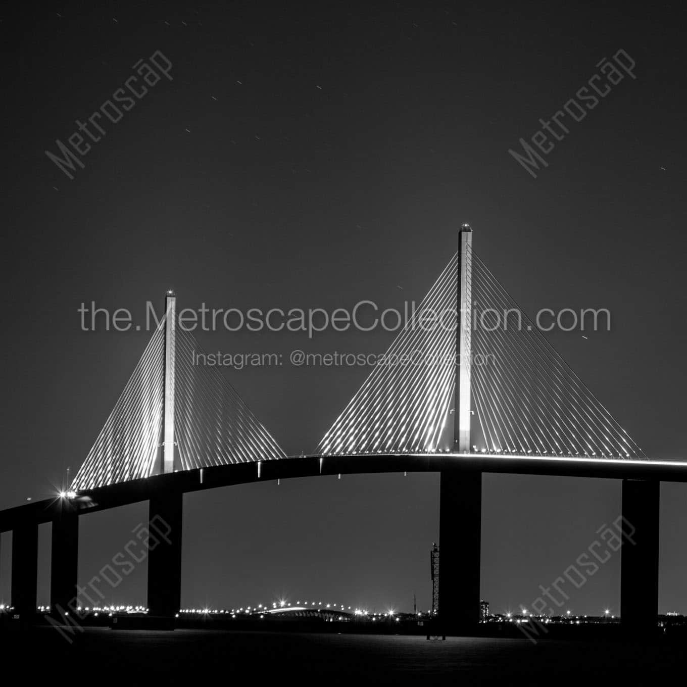 sunshine skyway bridge at night Black & White Office Art