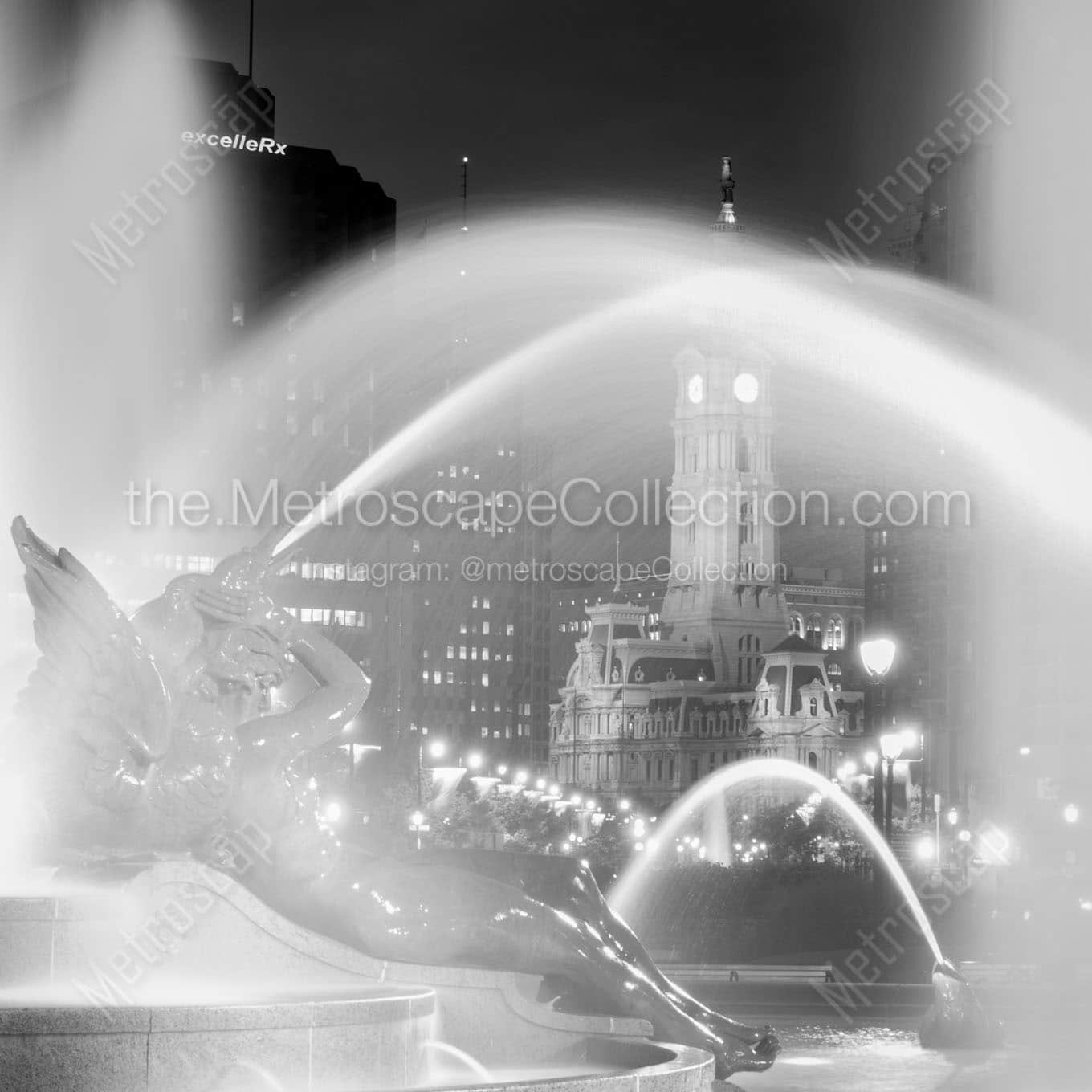 swann fountain philadelphia city hall Black & White Office Art