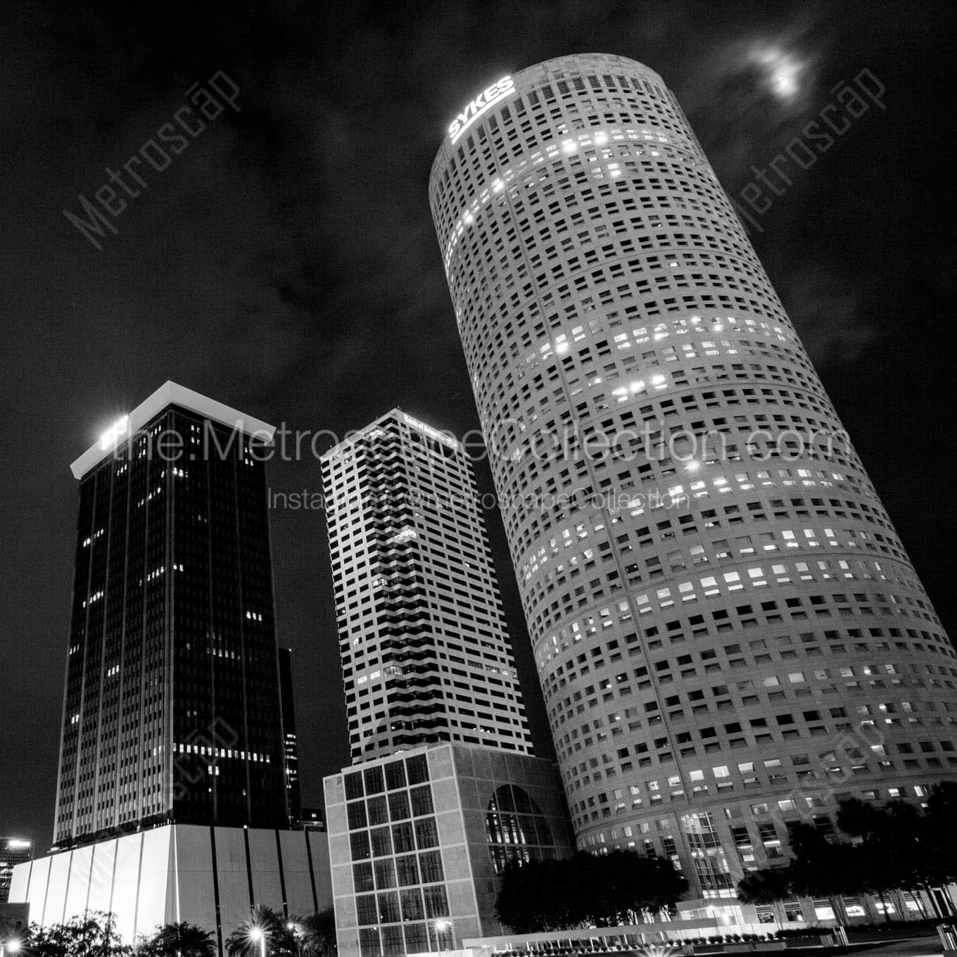 sykes building at night Black & White Office Art