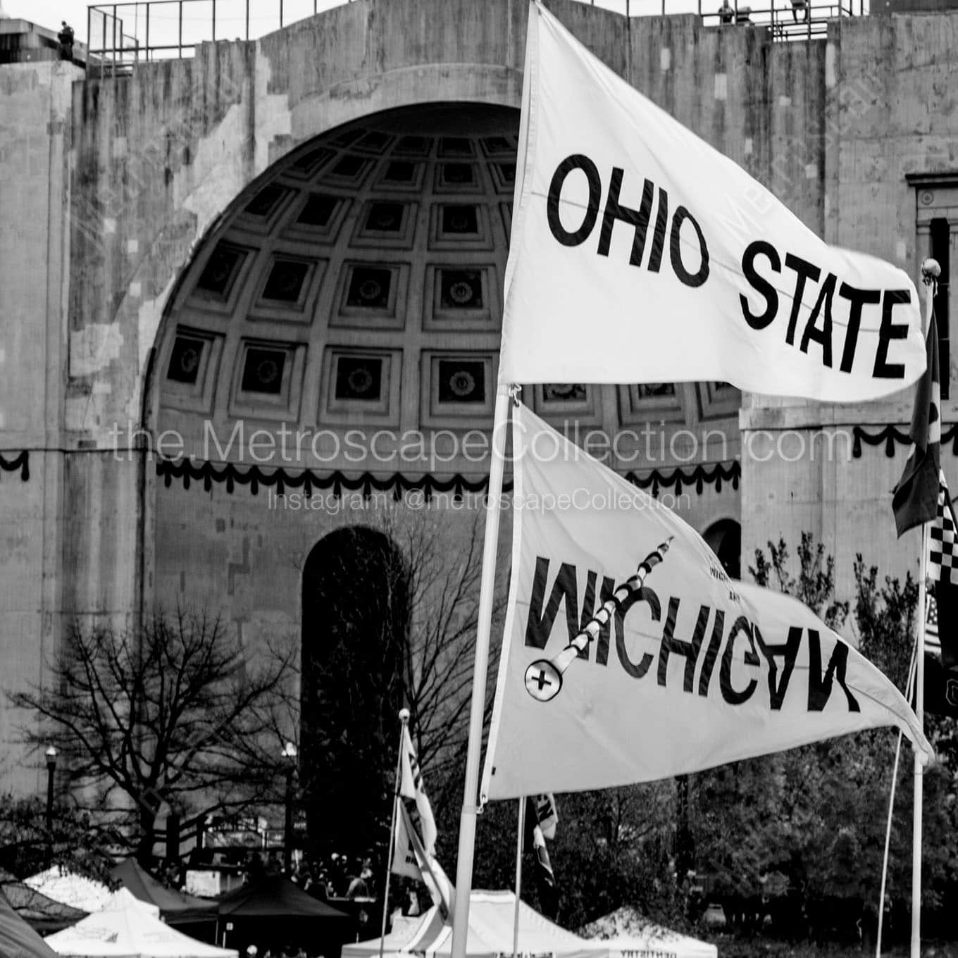 tailgating before ohio state michigan game Black & White Office Art