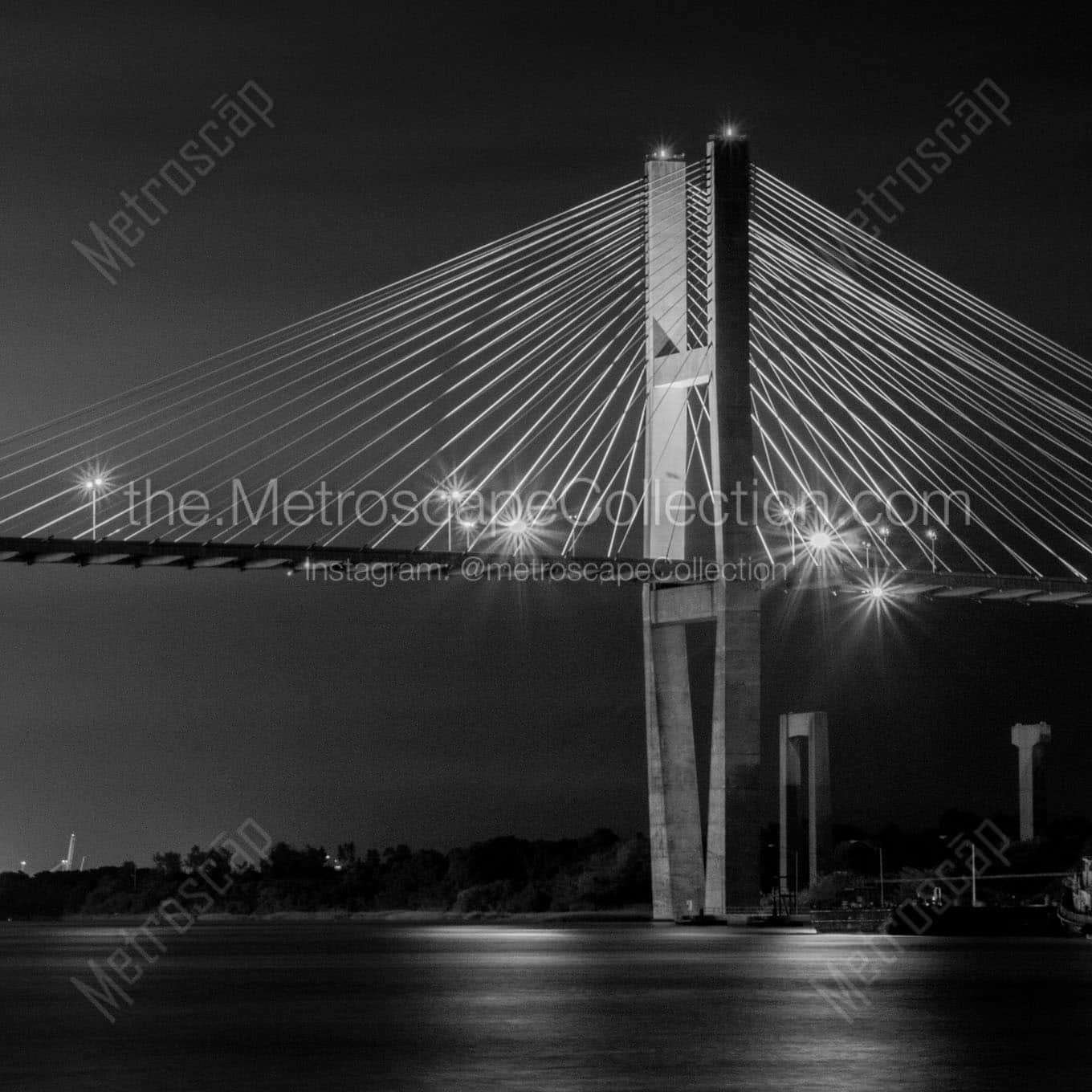 talmadge bridge at night Black & White Office Art