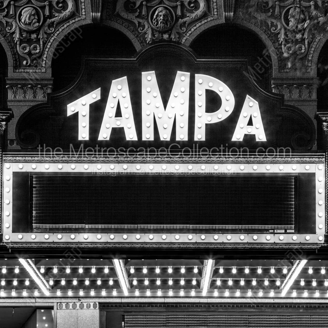 tampa theater marquee Black & White Office Art