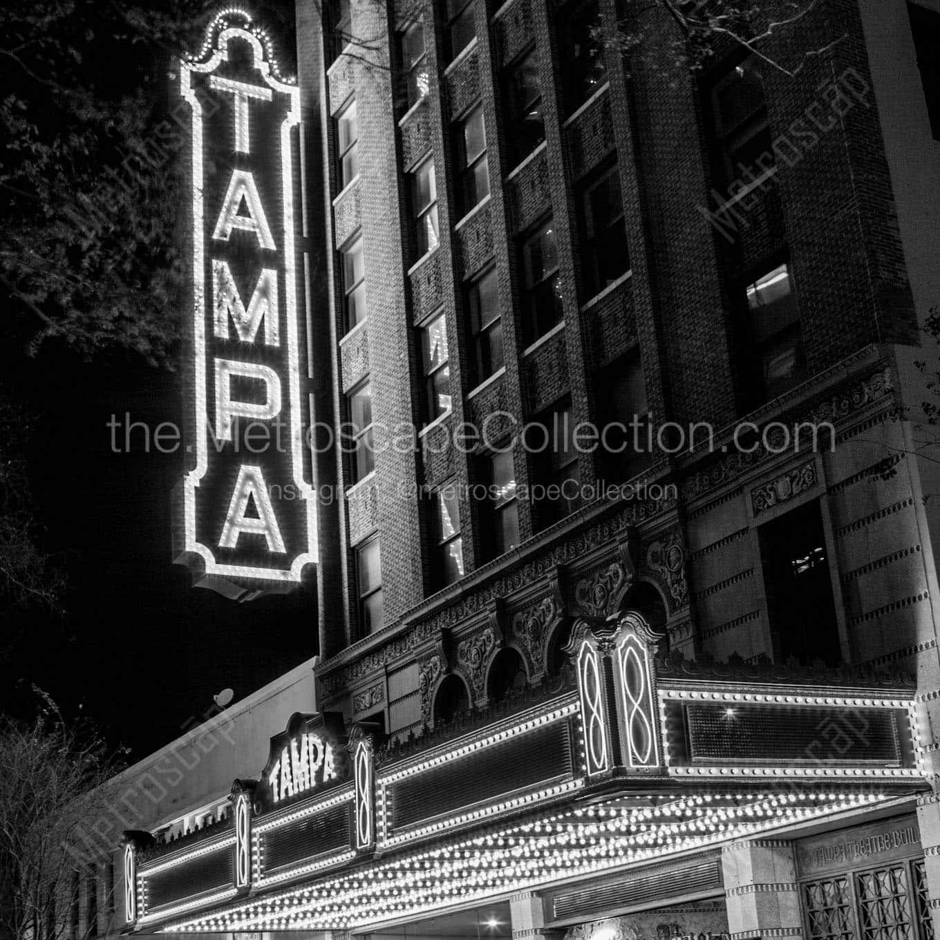 tampa theater sign franklin street Black & White Office Art