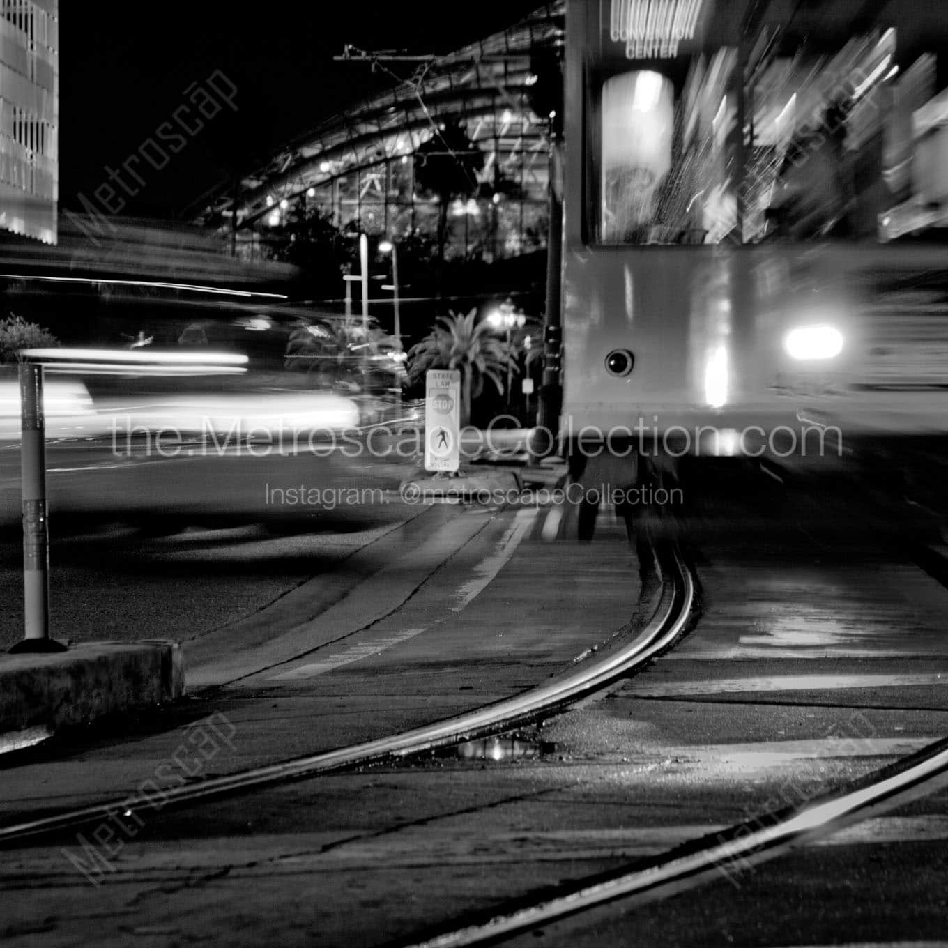 taxi and street car channelside Black & White Office Art