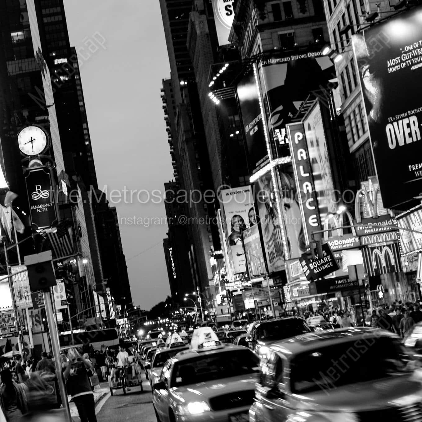 taxi cabs in times square Black & White Office Art