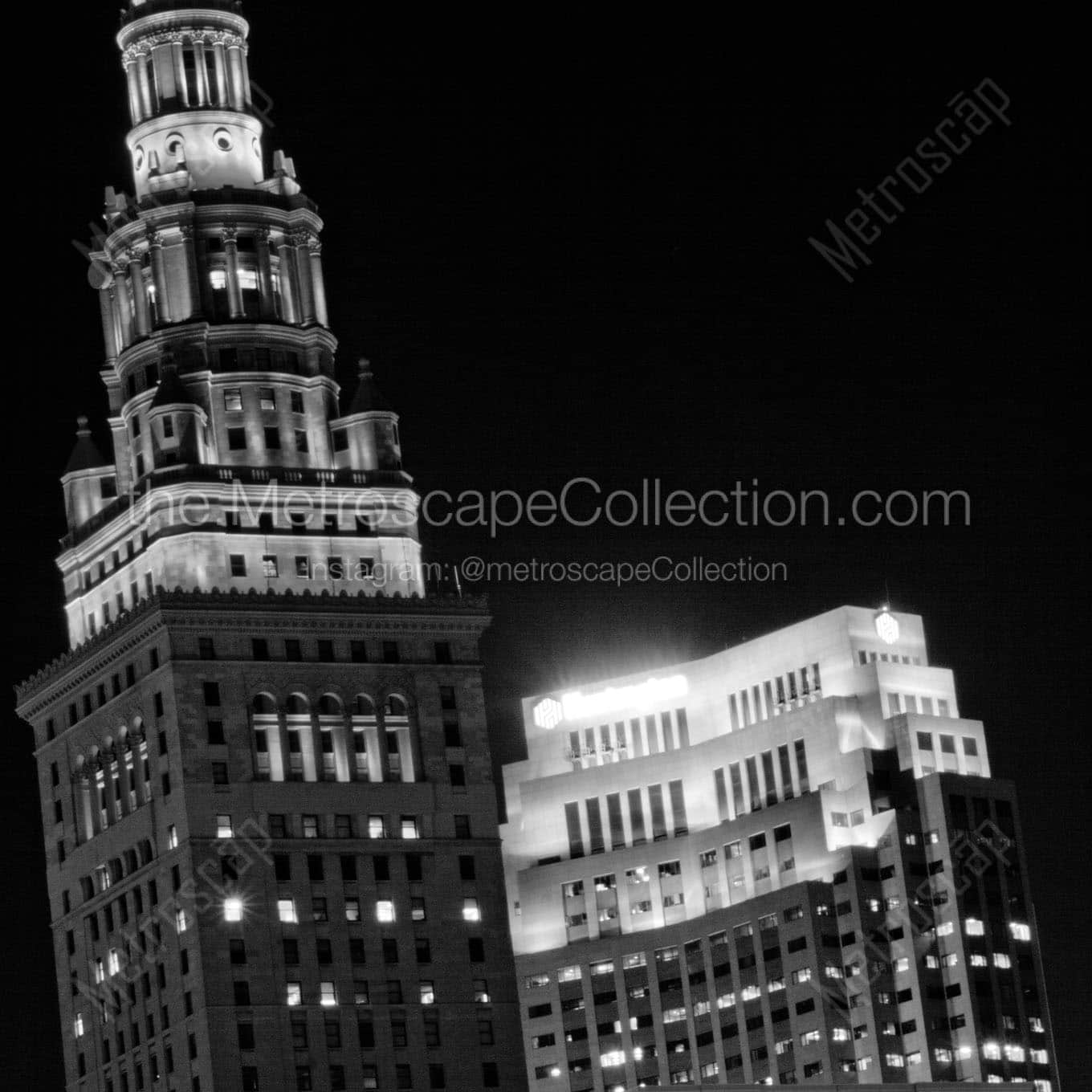 terminal tower at night Black & White Office Art