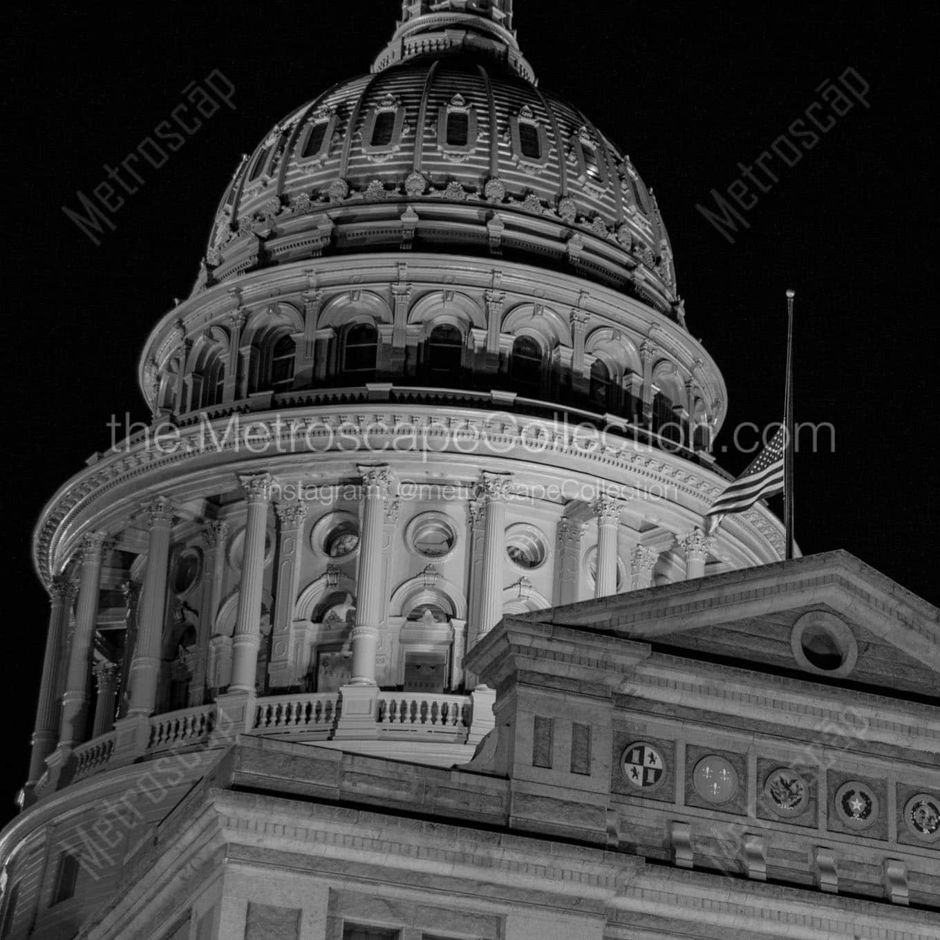 texas capitol building dome Black & White Office Art