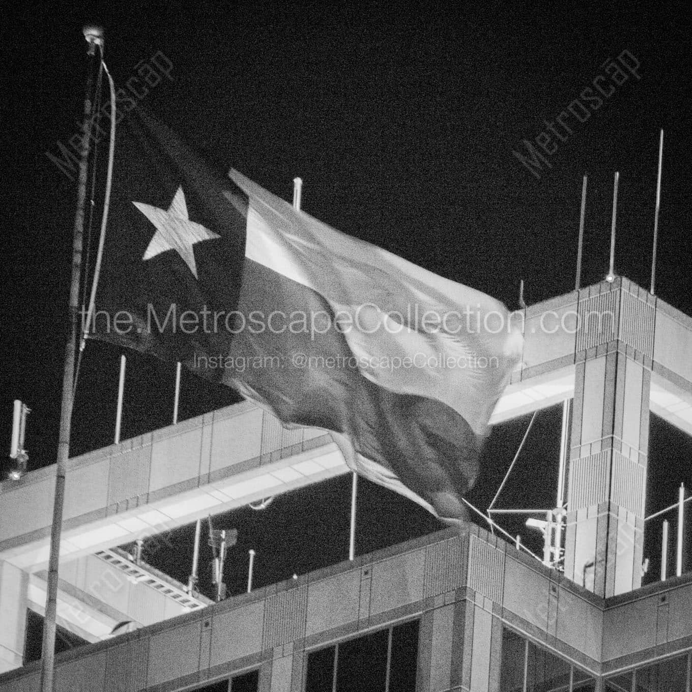 texas flag at night Black & White Wall Art
