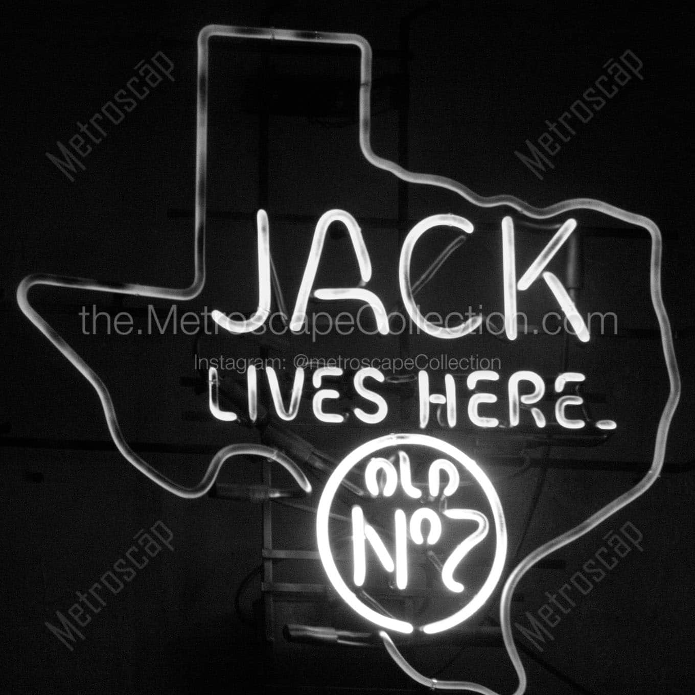 texas neon jack daniels sign Black & White Office Art