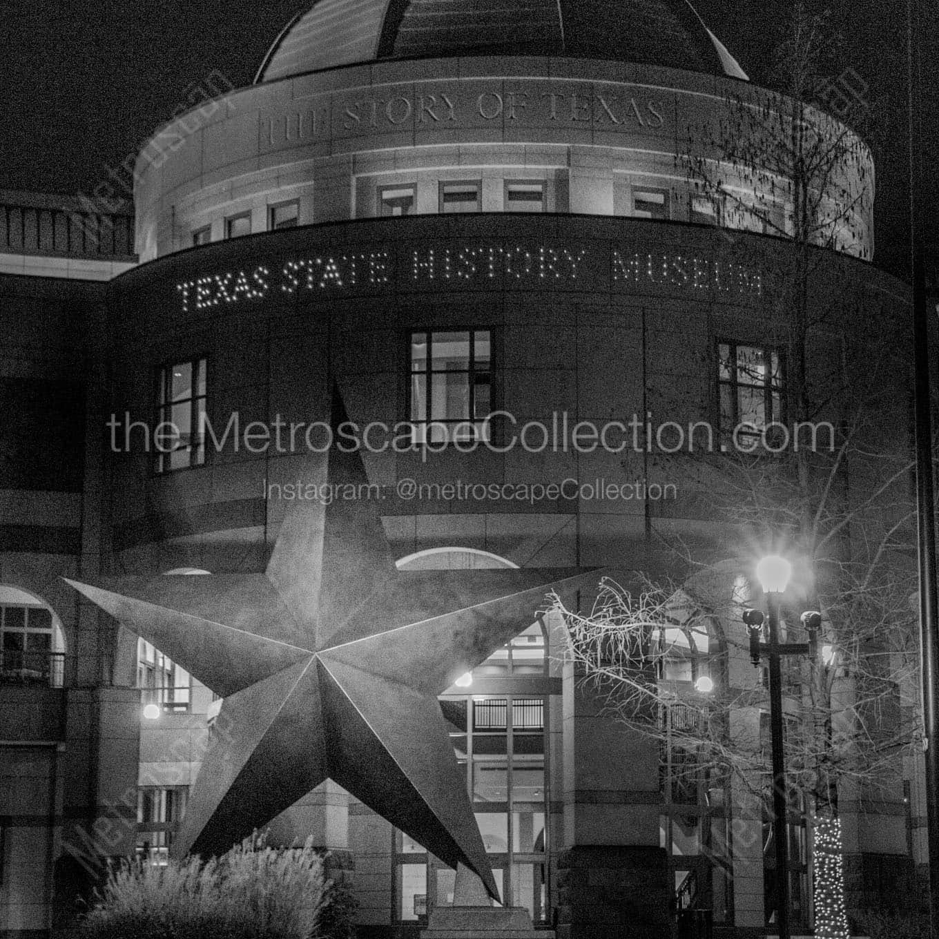 texas state history museum at night Black & White Office Art