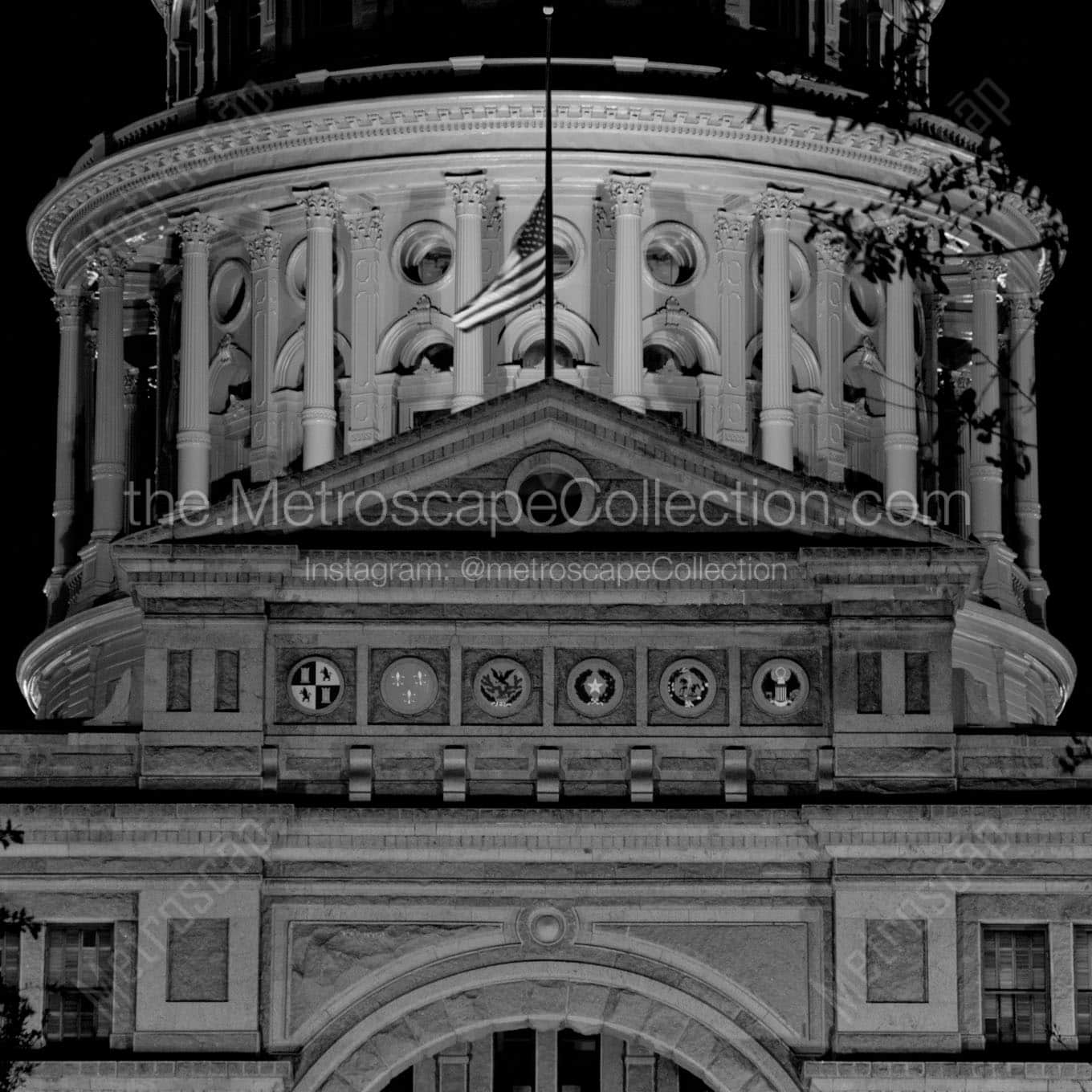 texas statehouse building at night Black & White Office Art