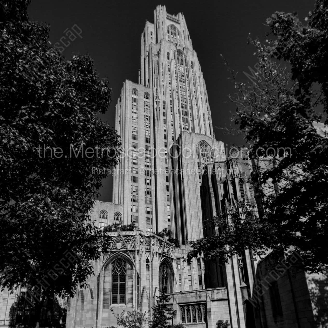 the cathedral of learning Black & White Office Art