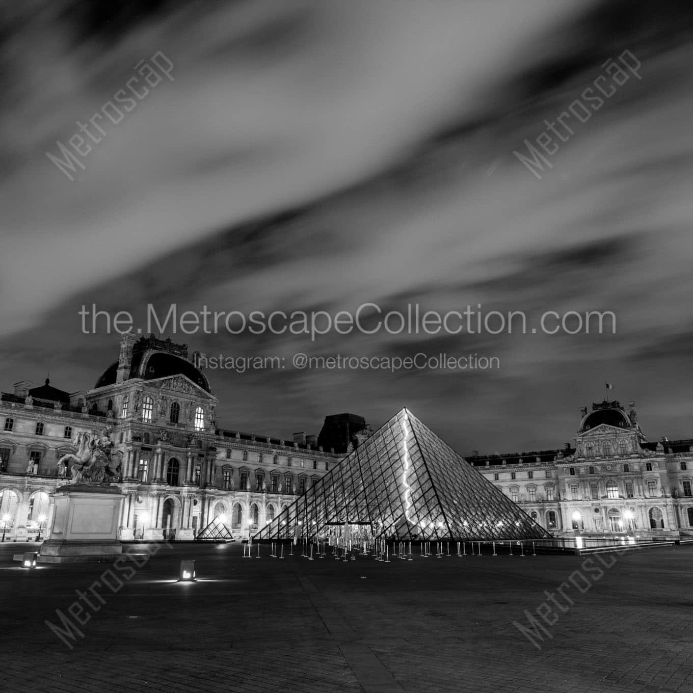 the louvre at night Black & White Office Art
