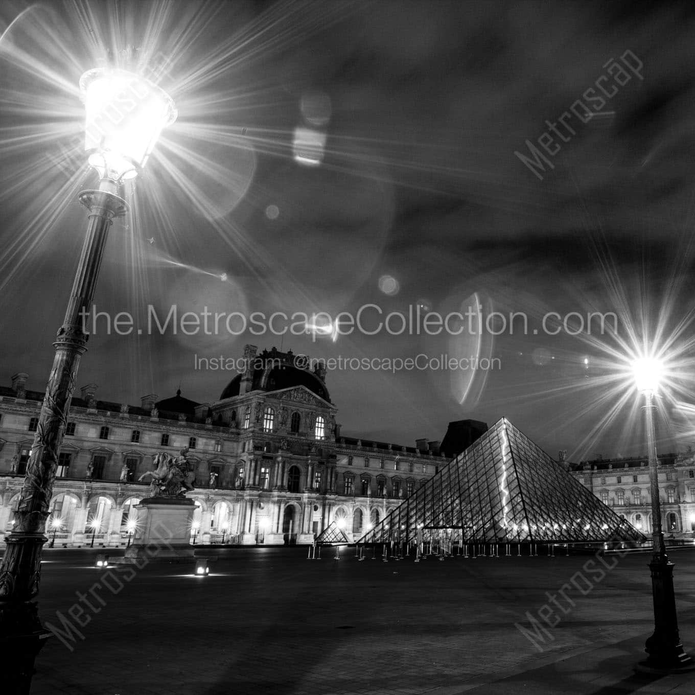 the louvre at night Black & White Office Art