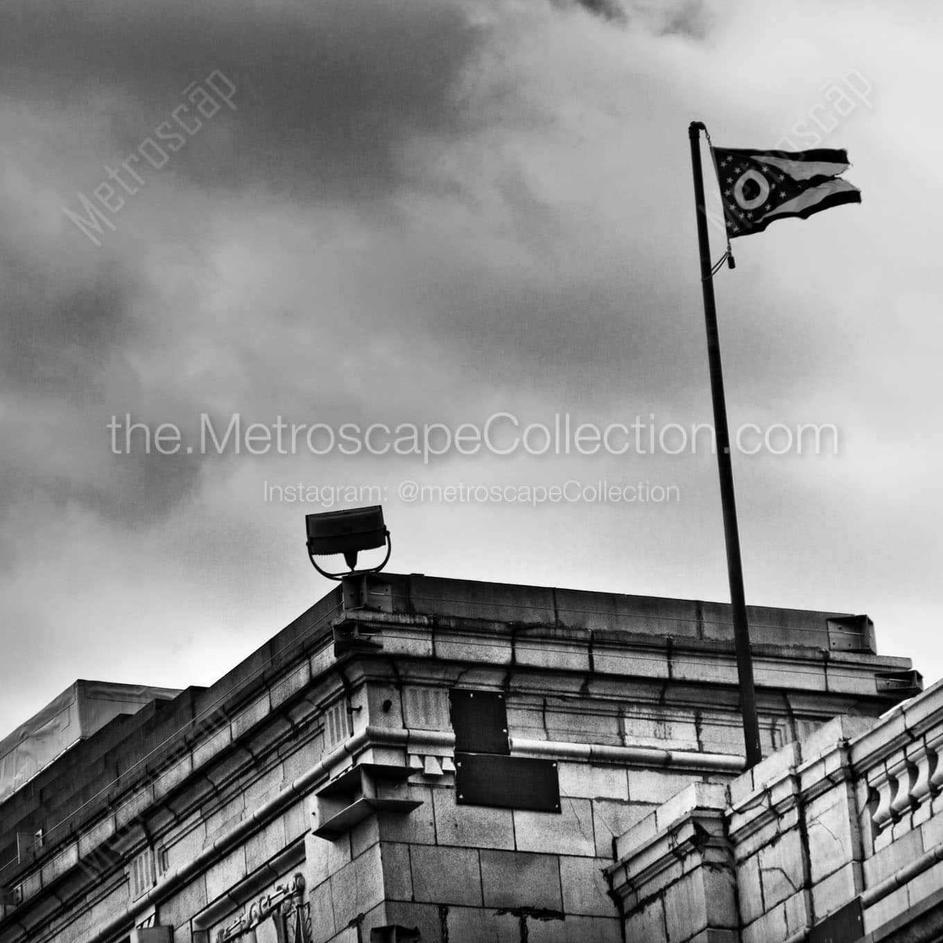 the ohio flag whipping in wind Black & White Office Art