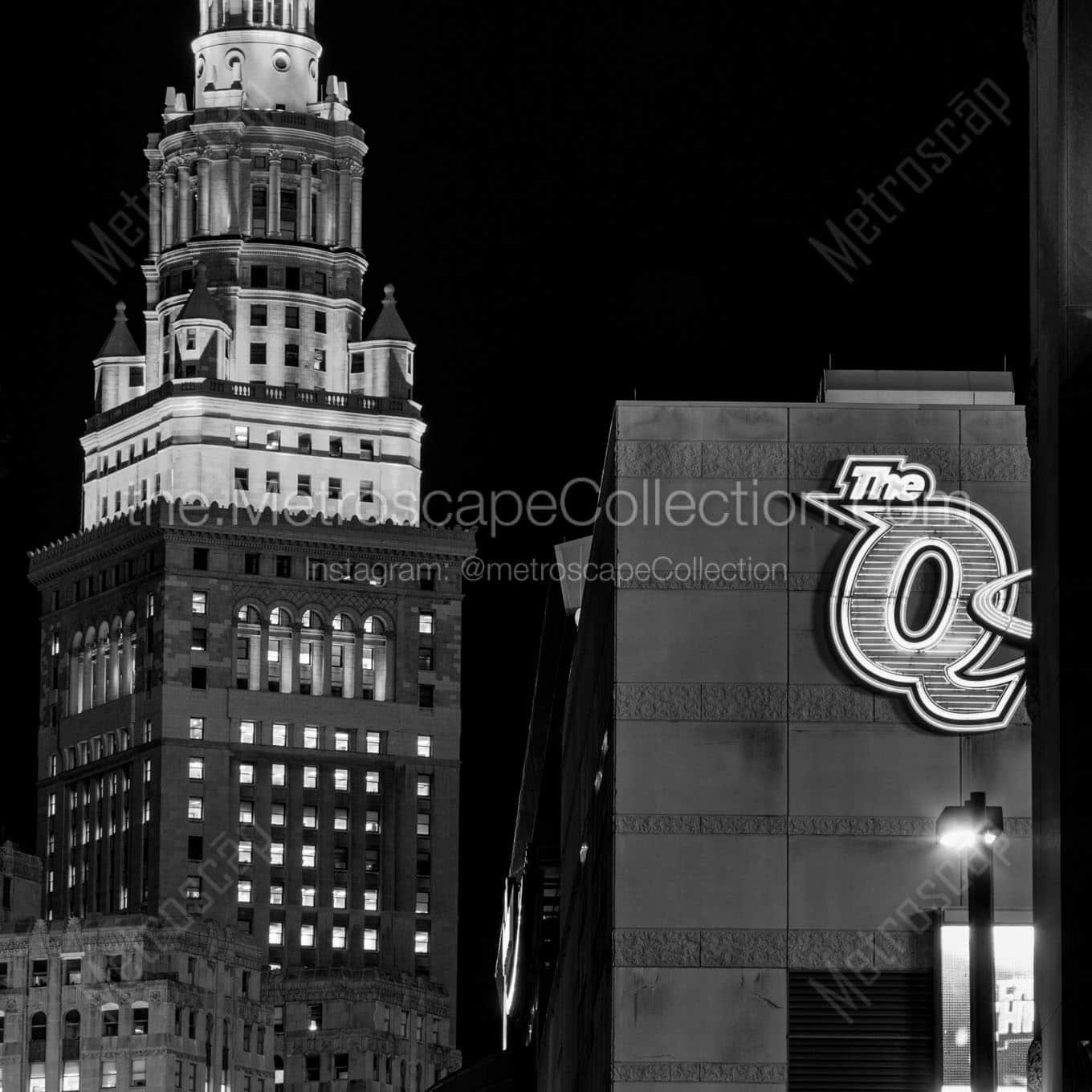 the q terminal tower at night Black & White Office Art