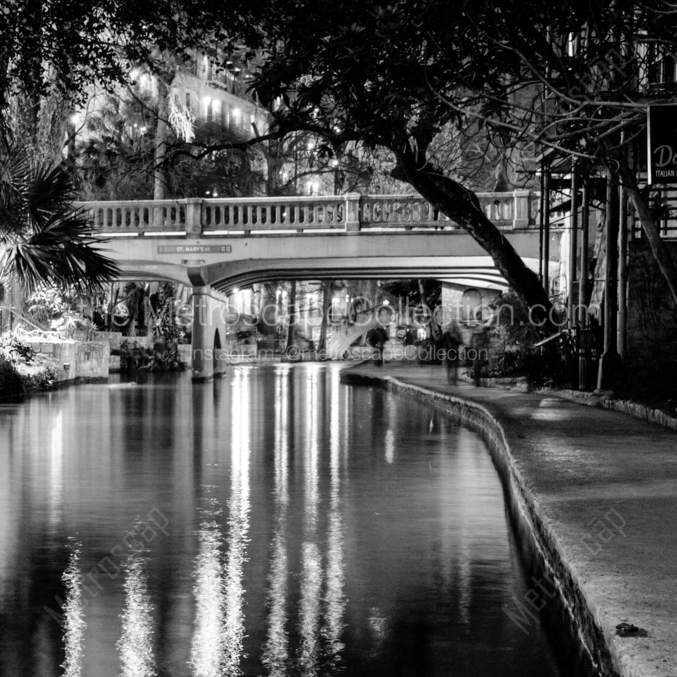 the san antonio river walk Black & White Office Art