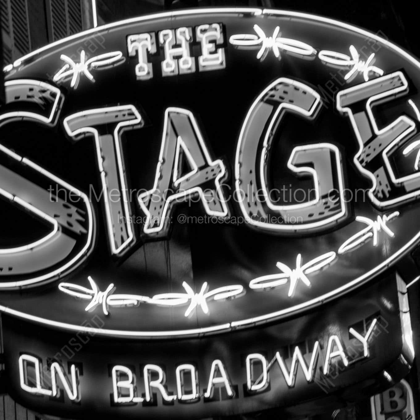 the stage on broadway Black & White Office Art