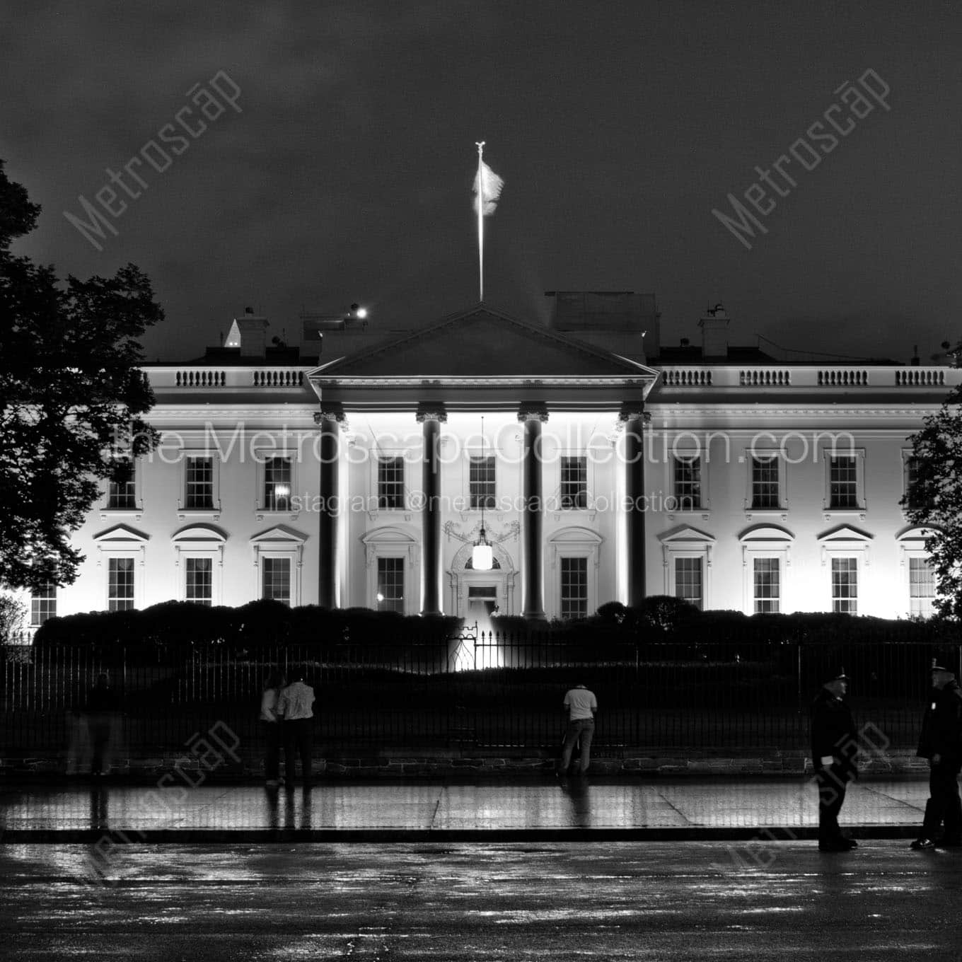 the white house at night Black & White Office Art