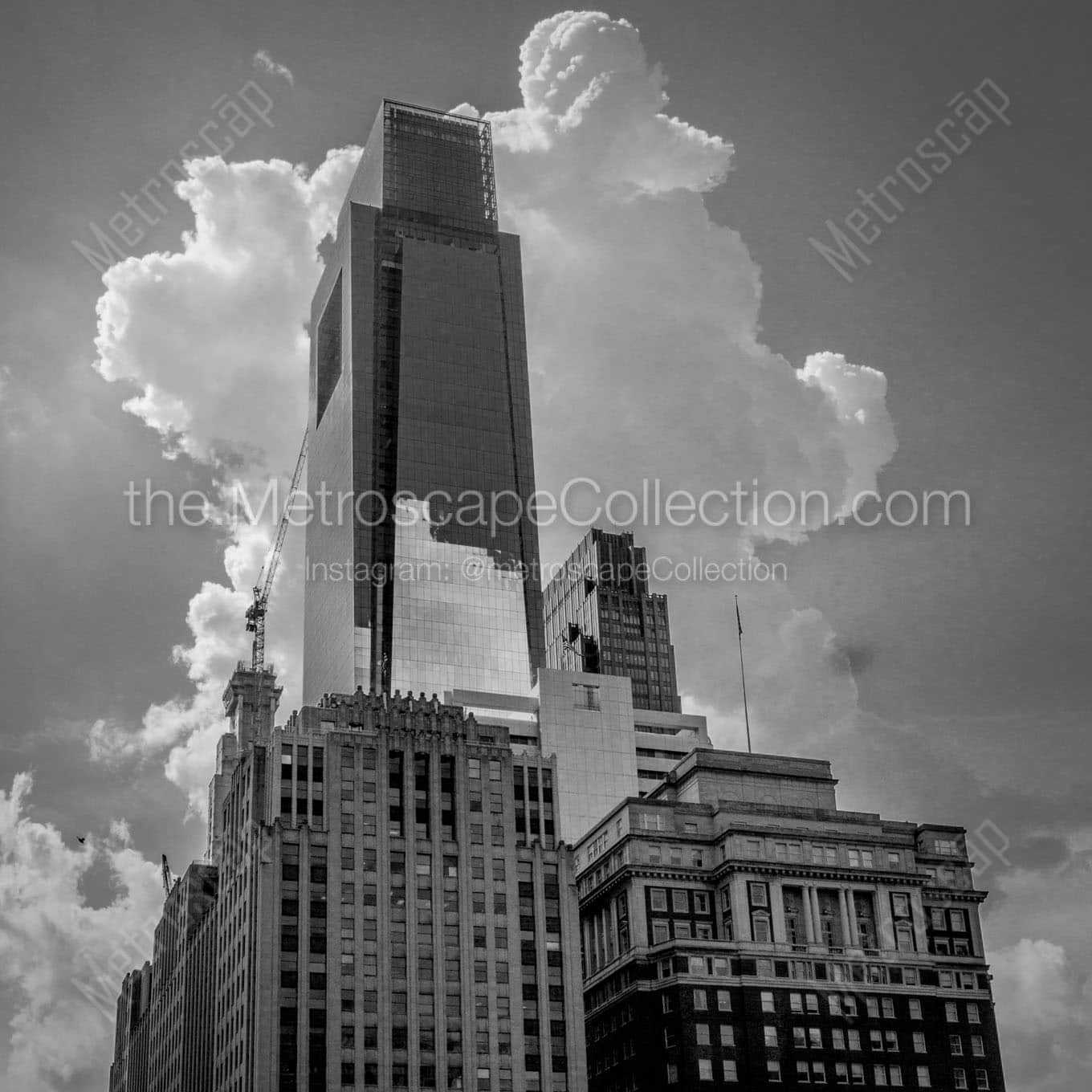 thunder cloud over comcast tower downtown philly Black & White Office Art