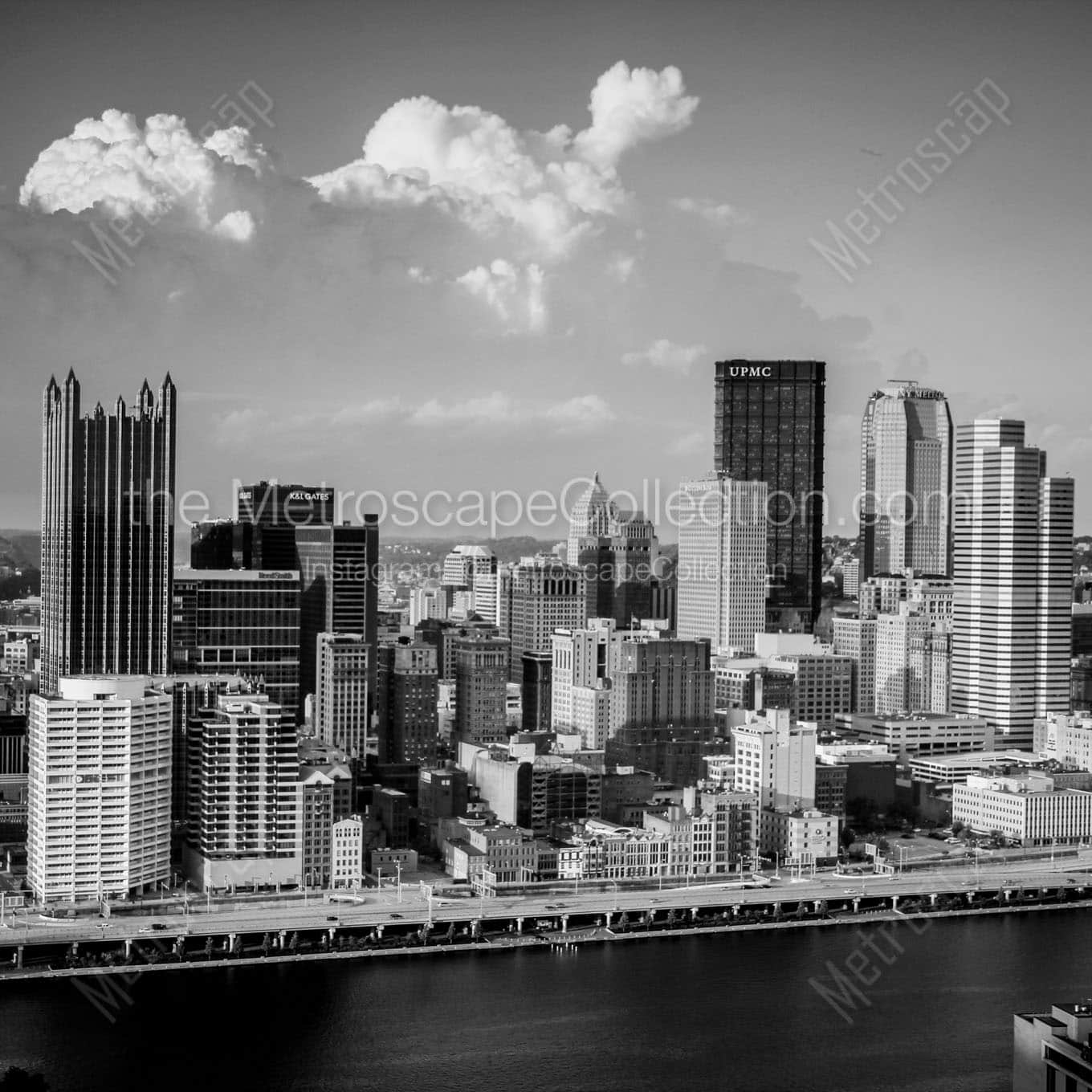 thunderhead over downtown pittsburgh Black & White Office Art