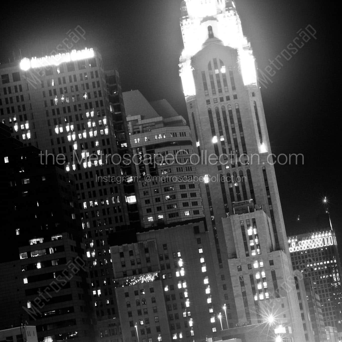 tight crop columbus skyline Black & White Office Art