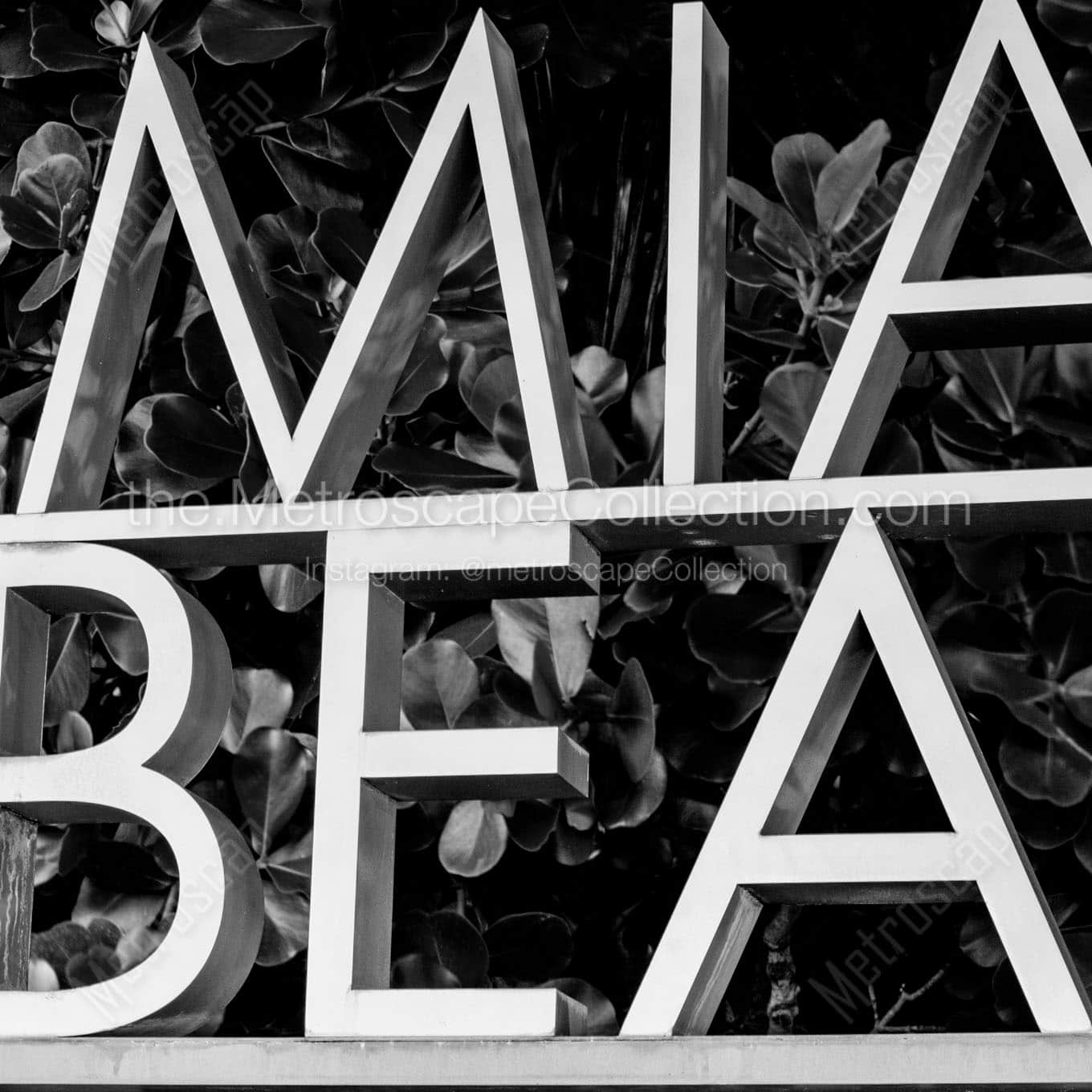 tight crop miami beach sign Black & White Office Art
