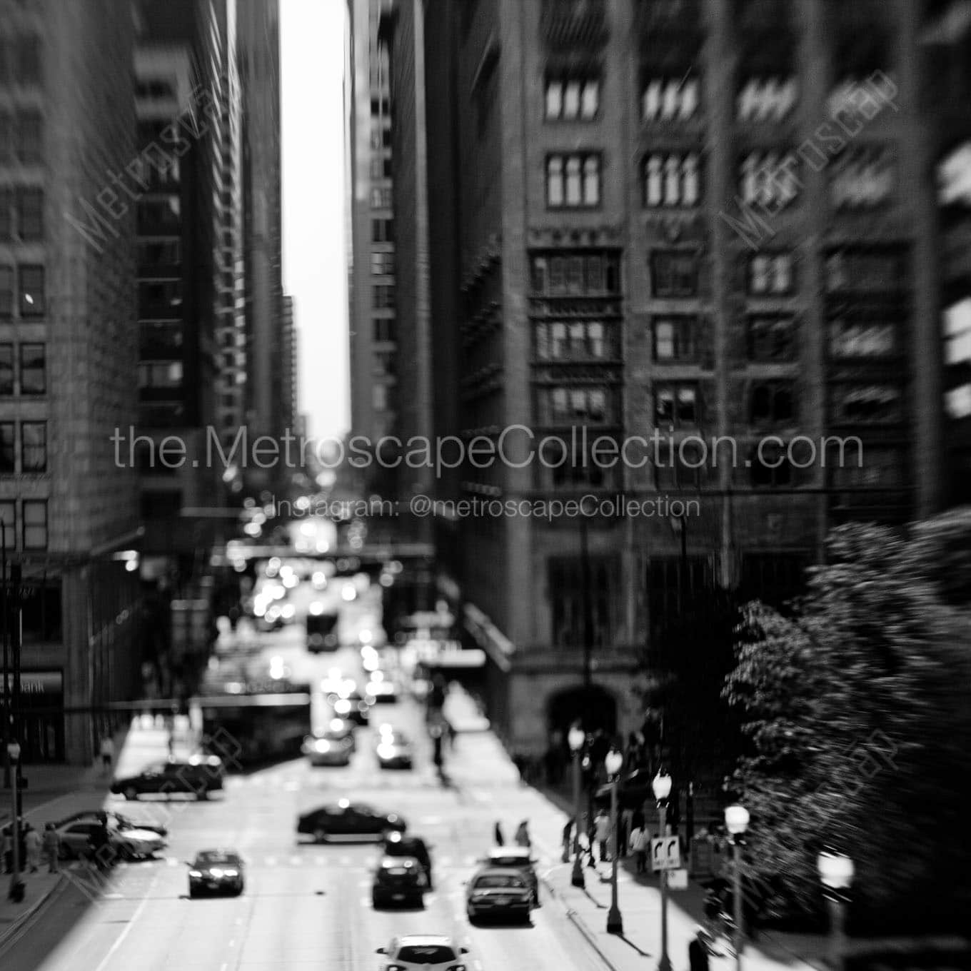 tilt shift lens monroe street Black & White Office Art