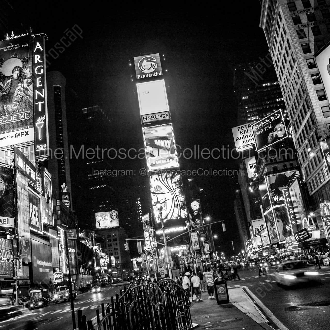 times square at night Black & White Office Art