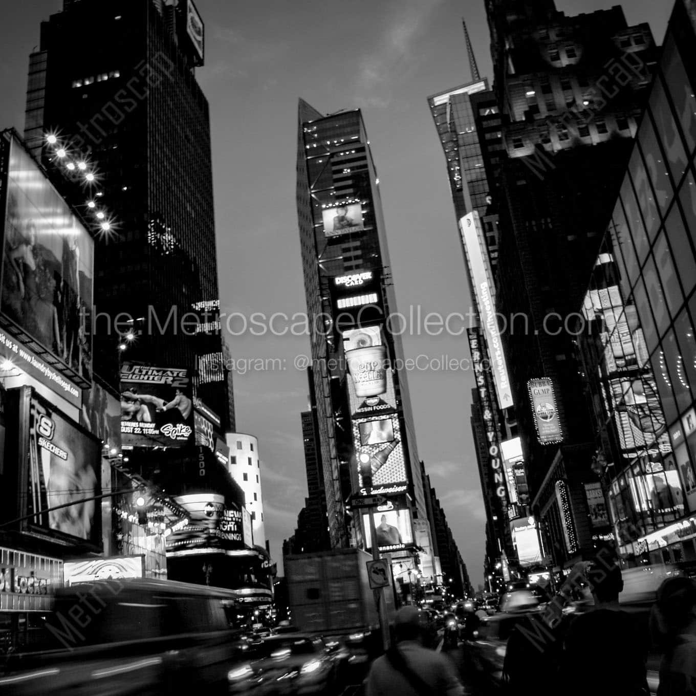times square cityscape dusk Black & White Office Art