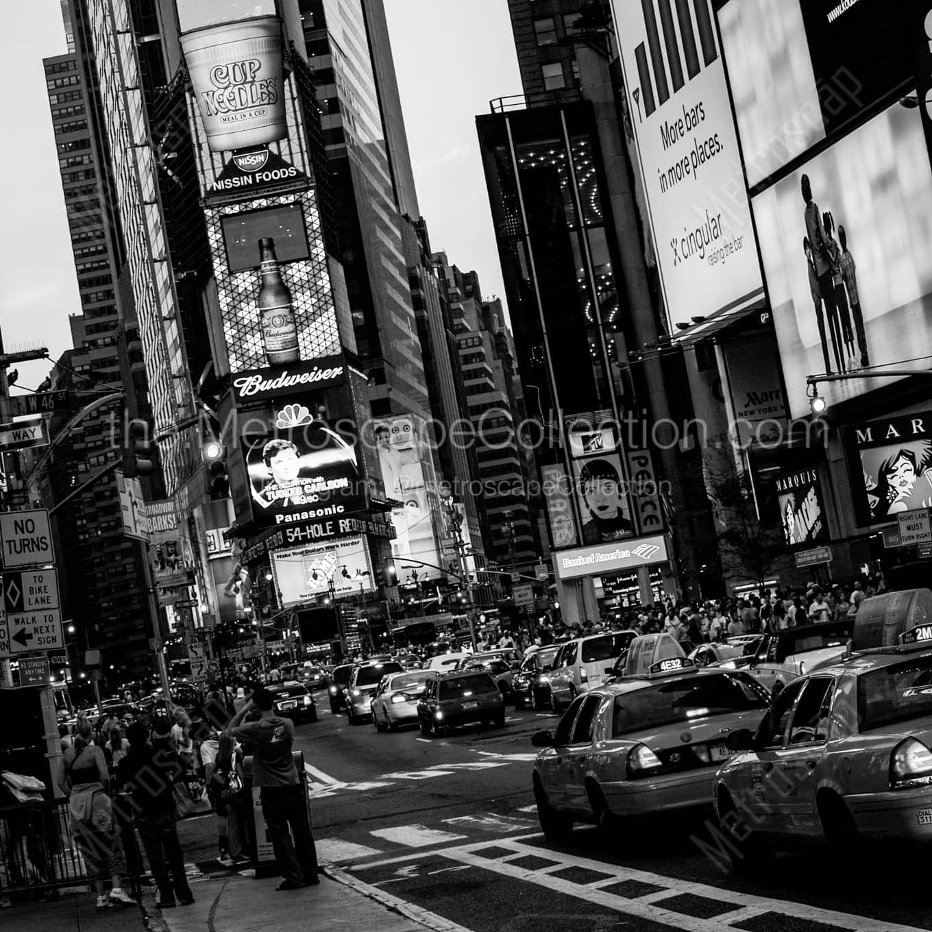 times square traffic jam rush hour Black & White Office Art