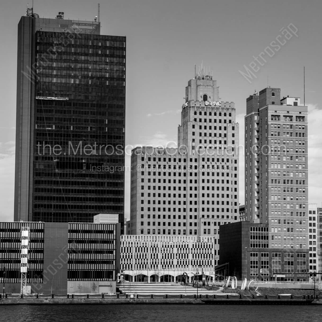 toledo ohio city skyline Black & White Office Art