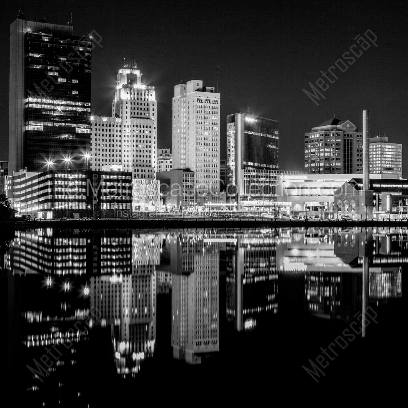 toledo skyline at night Black & White Office Art